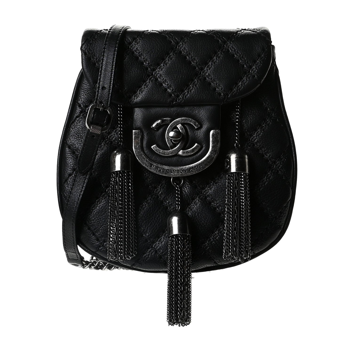 Chanel Calfskin Quilted Coco Sporran Small Tassel Flap Black 1 of 10