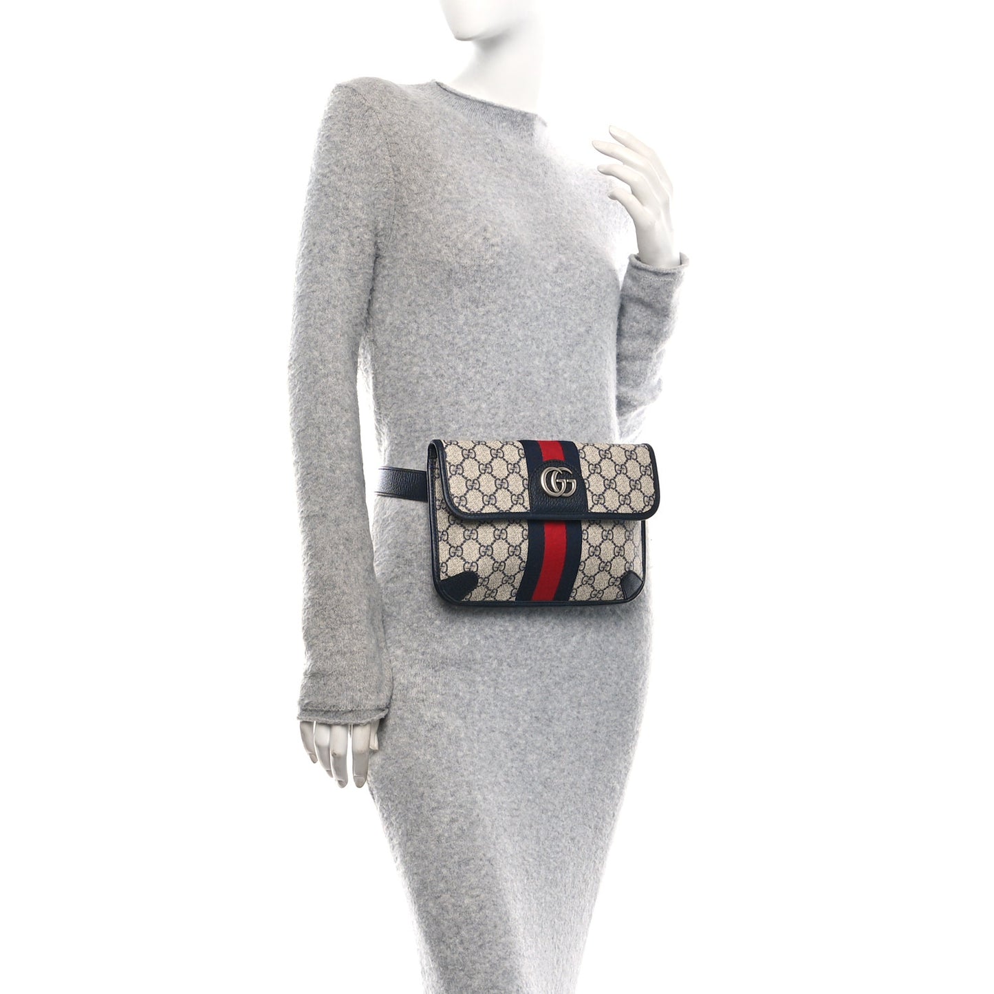 GG Supreme Monogram Web Small Ophidia Belt Bag 90 36 Beige Navy