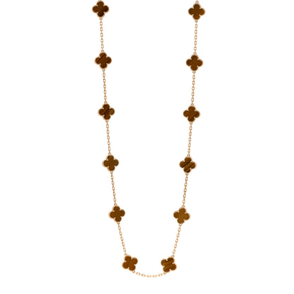 Van Cleef & Arpels 18K Yellow Gold Tiger Eye 20 Motifs Vintage Alhambra Necklace 1 of 5