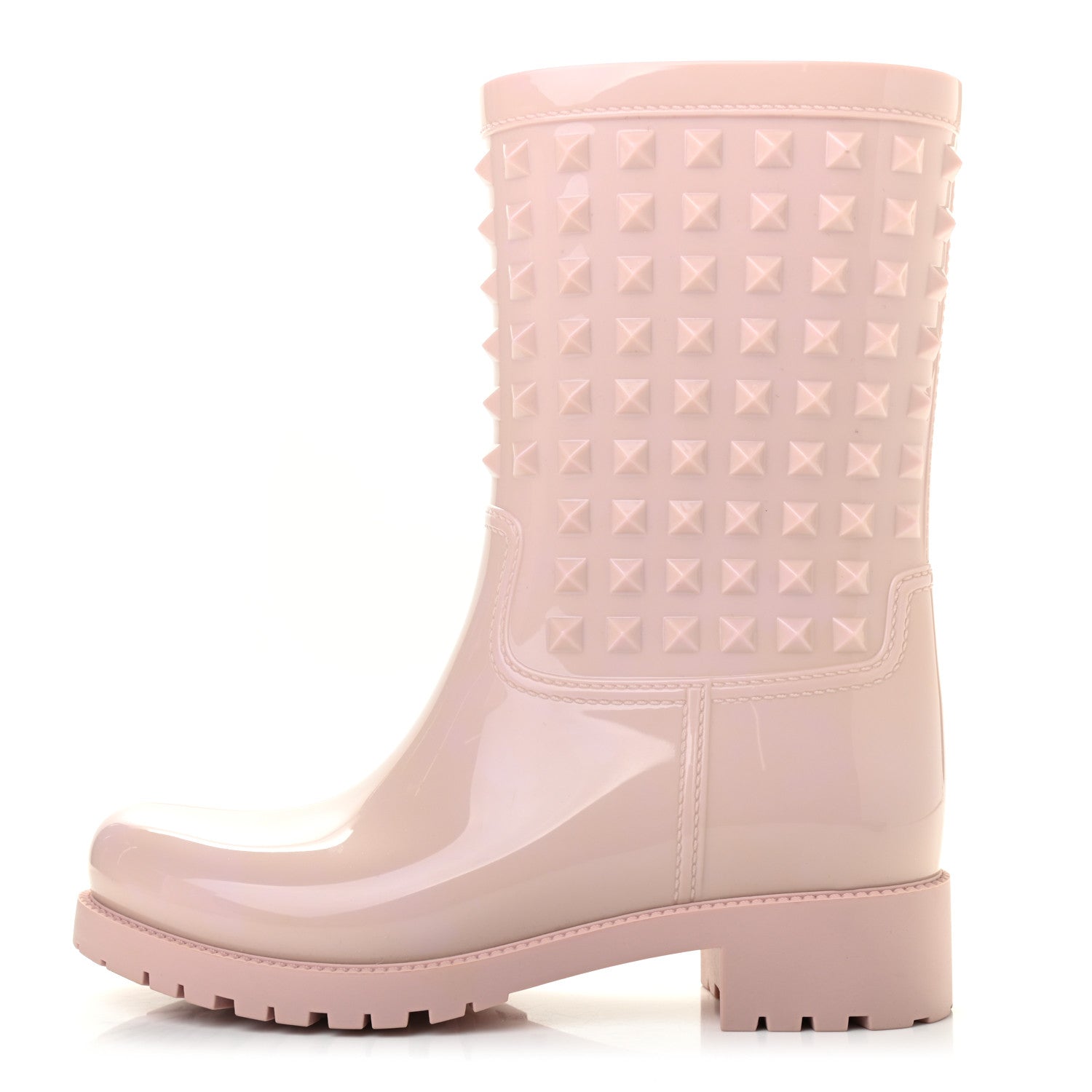 Valentino Garavani Rubber Rockstud Short Rainboots 37 Water Rose 1 of 8