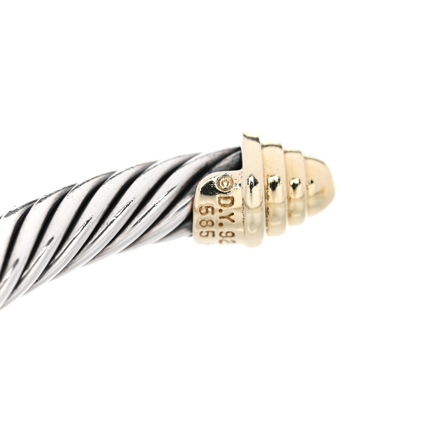 David Yurman Sterling Silver 14K Yellow Gold 5mm Cable Classics Bracelet 3 of 4