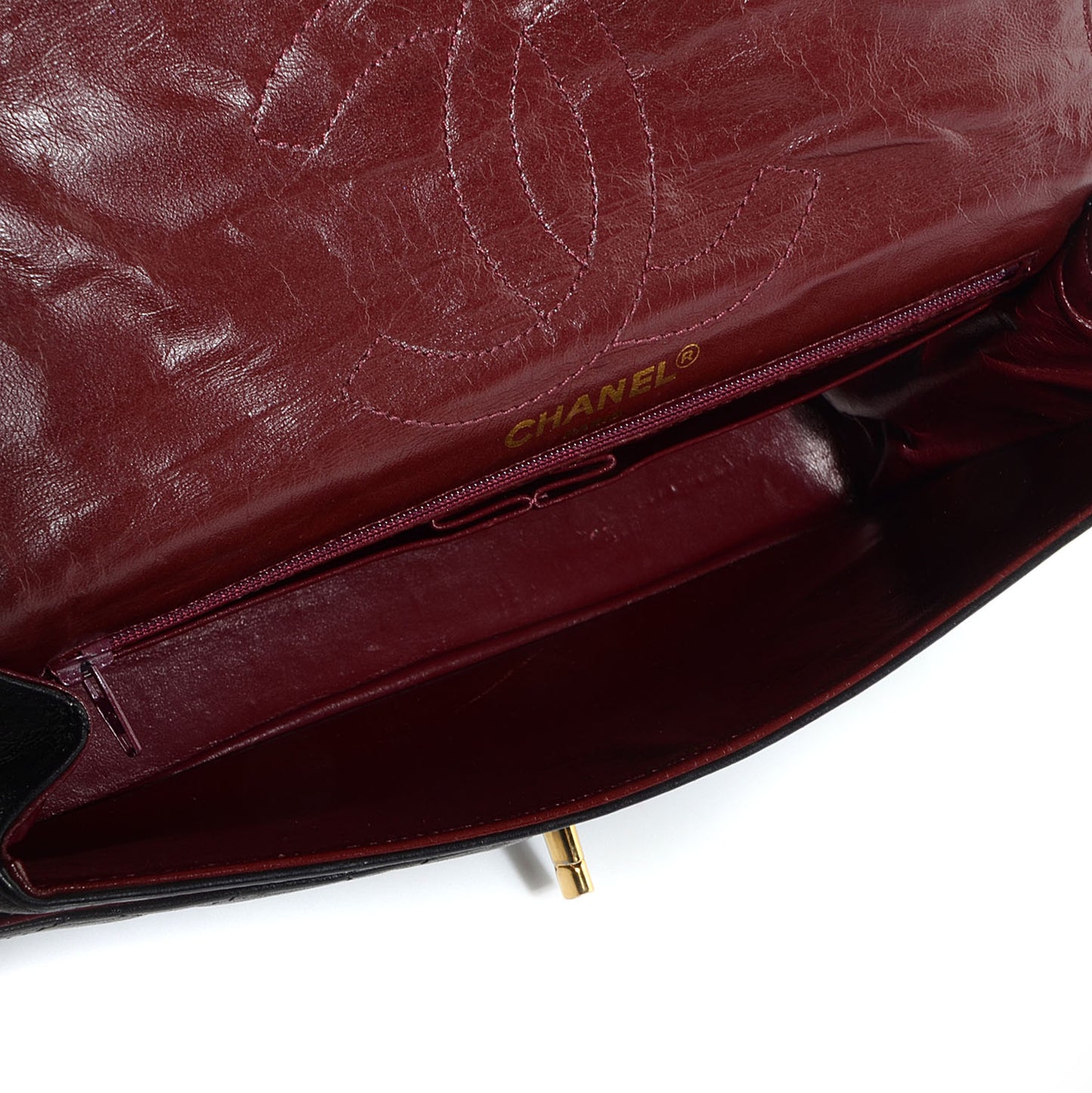 Lambskin Medium Double Flap Black