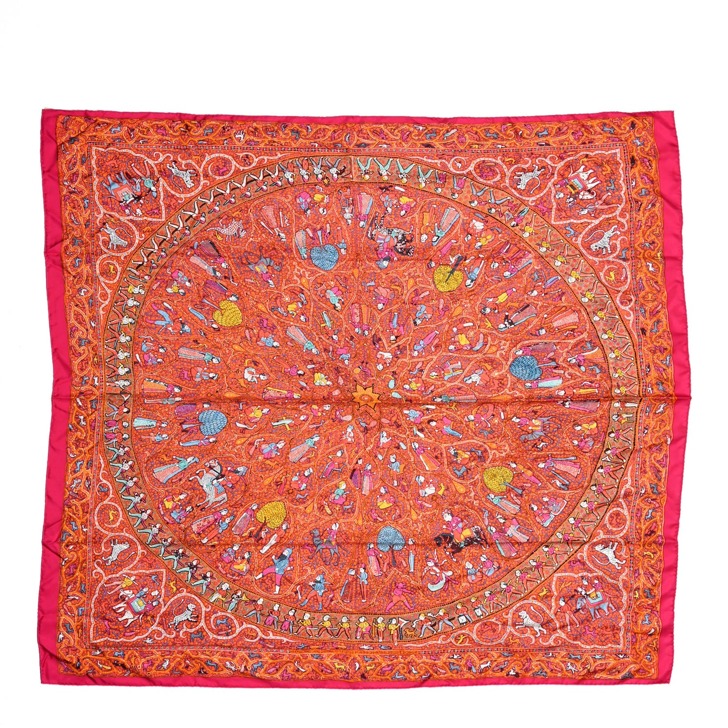 Silk Lalbhai Scarf 140 Rose Indien Orange Jaune