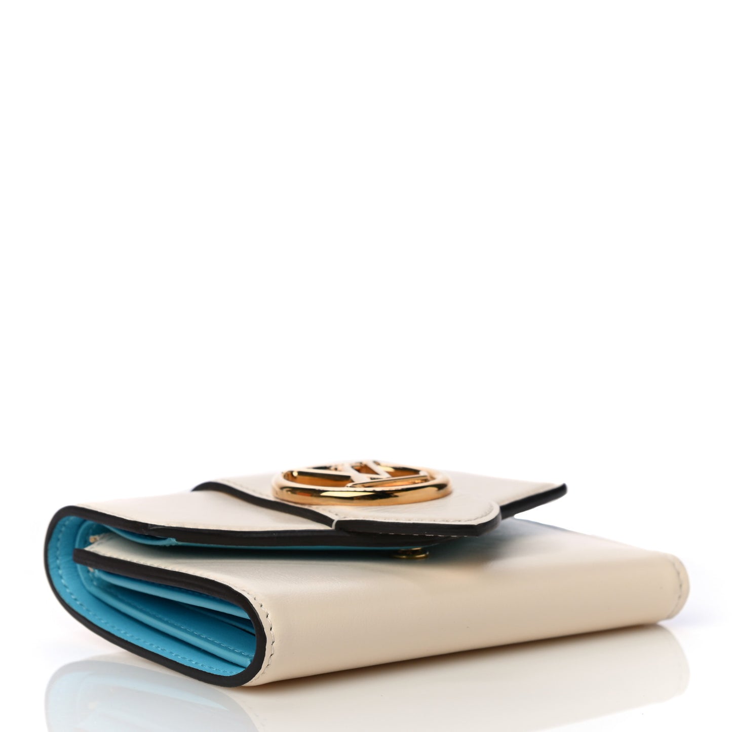 Smooth Calfskin LV Pont 9 Compact Wallet Creme