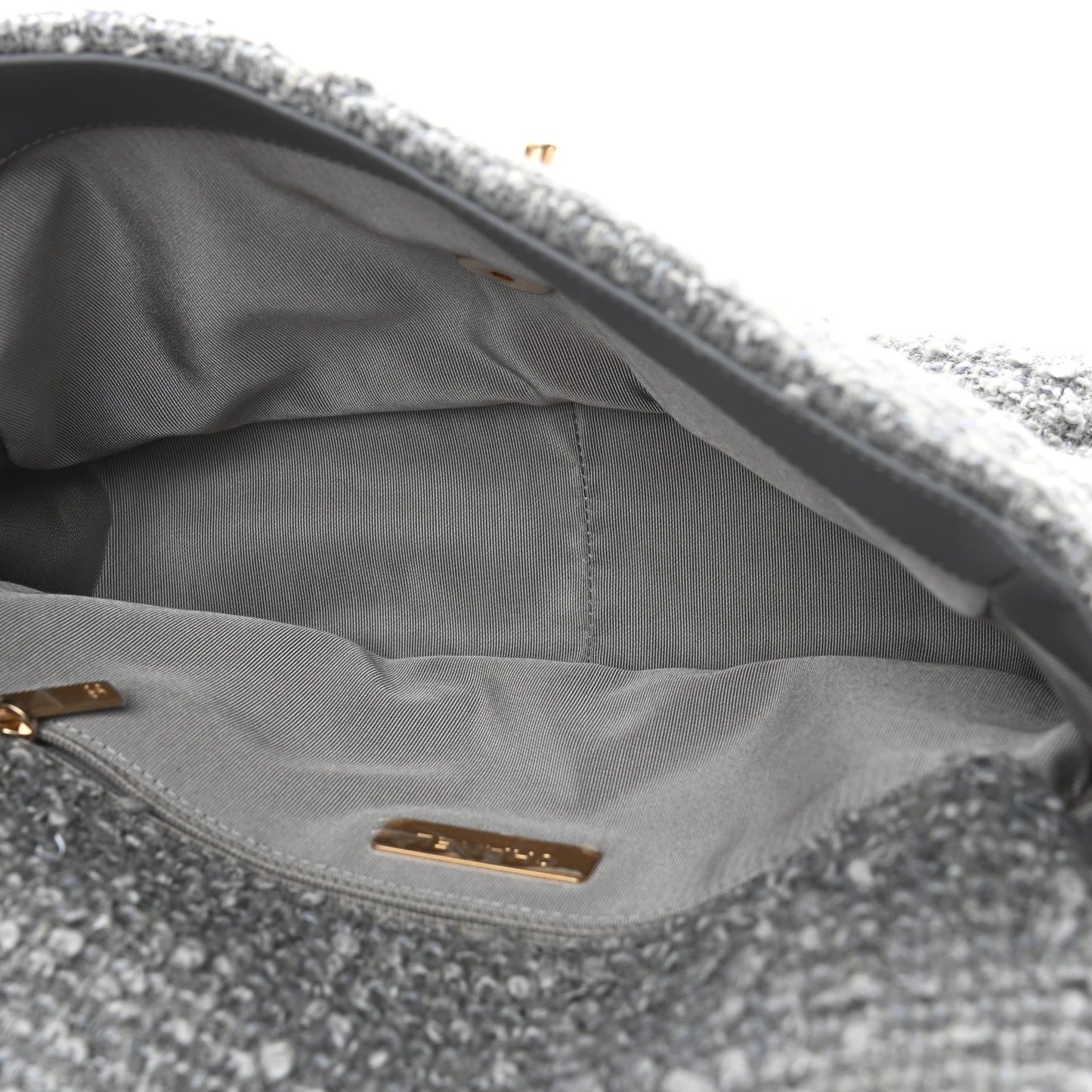 Tweed Quilted Large Chanel 19 Flap Grey