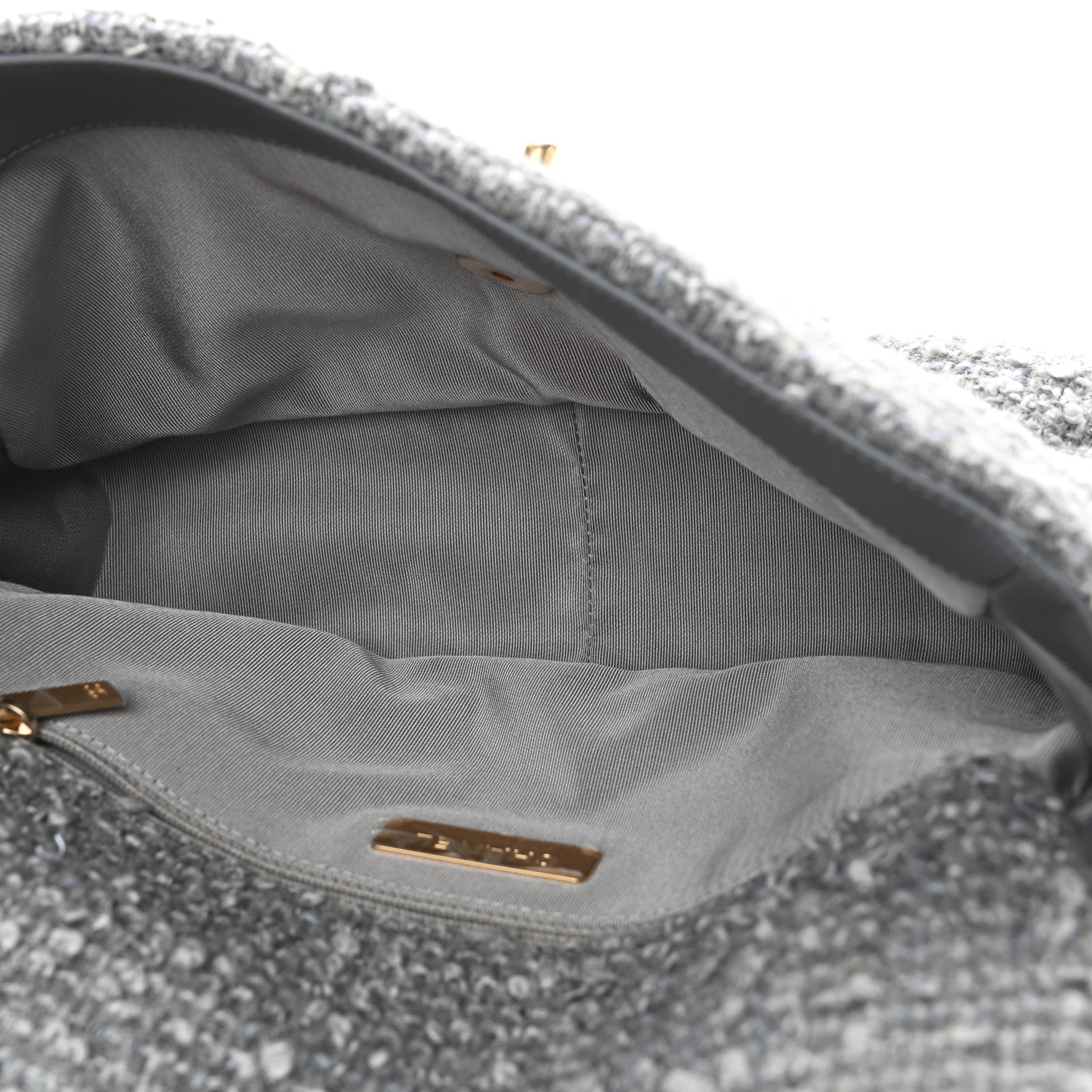 Chanel Tweed Quilted Large Chanel 19 Flap Grey 5 of 9