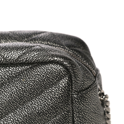 Saint Laurent Metallic Grain De Poudre Y Quilted Monogram Small Loulou Bowling Bag Gun Metal 14 of 16