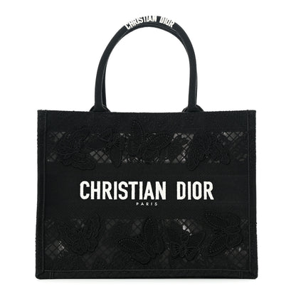Christian Dior Embroidered 3D Macrame D-Lace Butterfly Medium Book Tote Black Multicolor 1 of 10