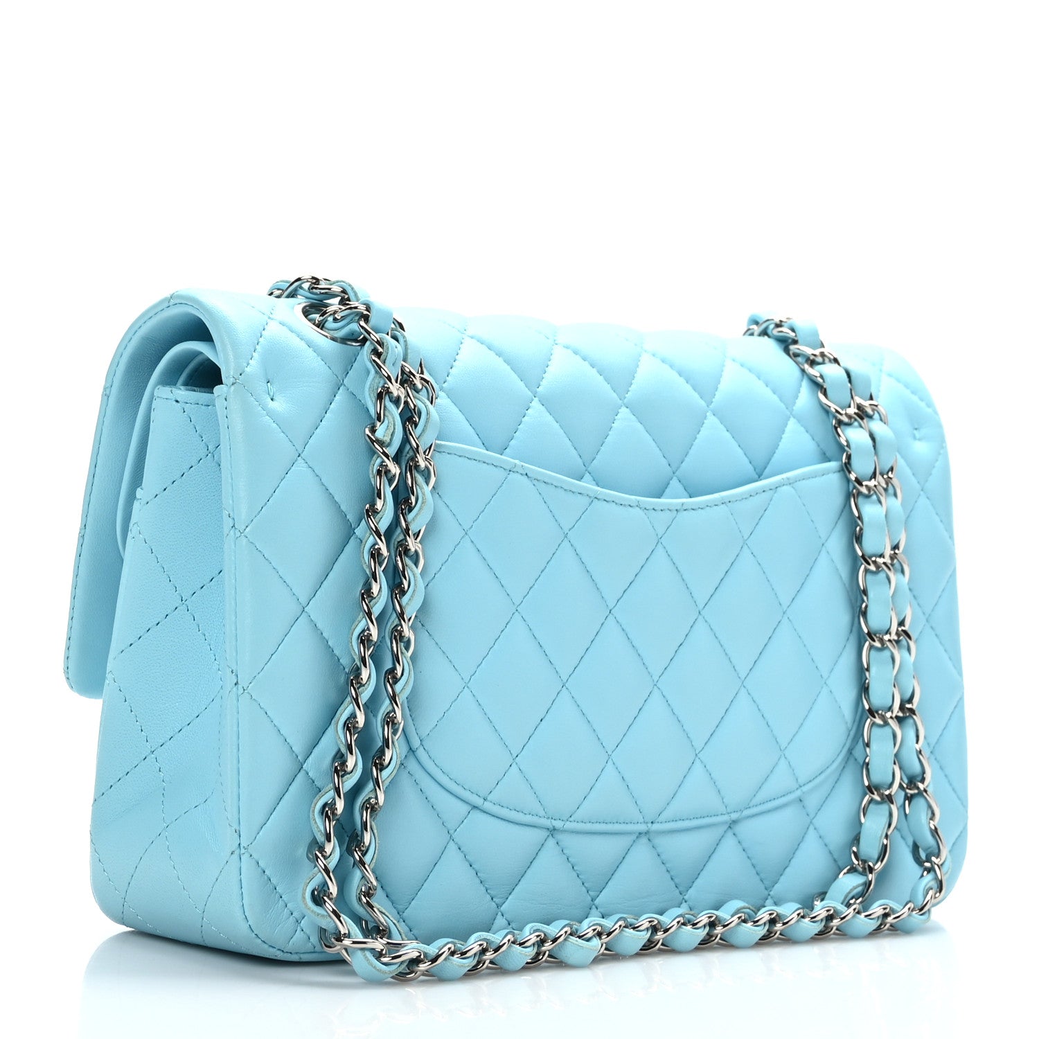 Chanel Lambskin Quilted Medium Double Flap Light Blue 3 of 9