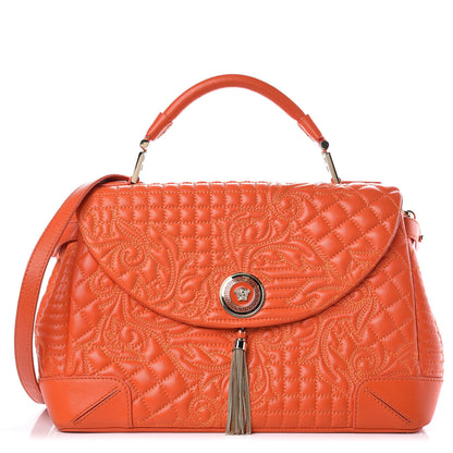 Versace Barocco Quilted Nappa Altea Vanitas Satchel Orange 1 of 9