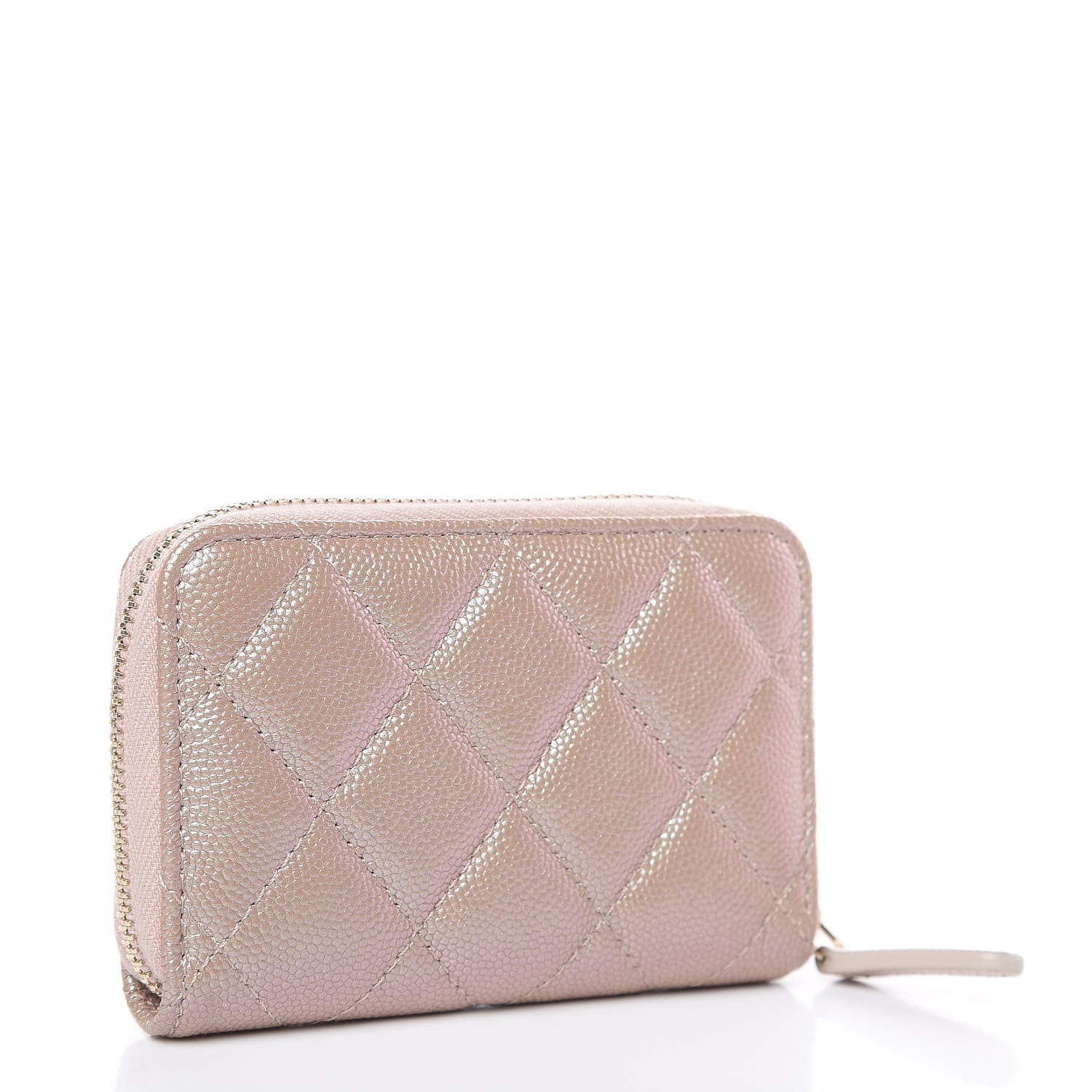 Chanel Iridescent Caviar Quilted Zip Around Coin Purse Beige 3 of 8