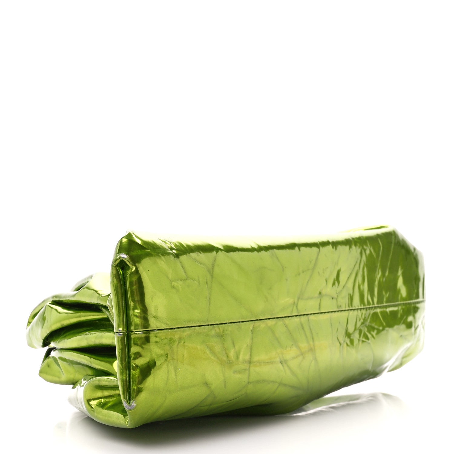 Bottega Veneta Metallic Crushed Calfskin Teen Pouch Chlorophyll 4 of 11