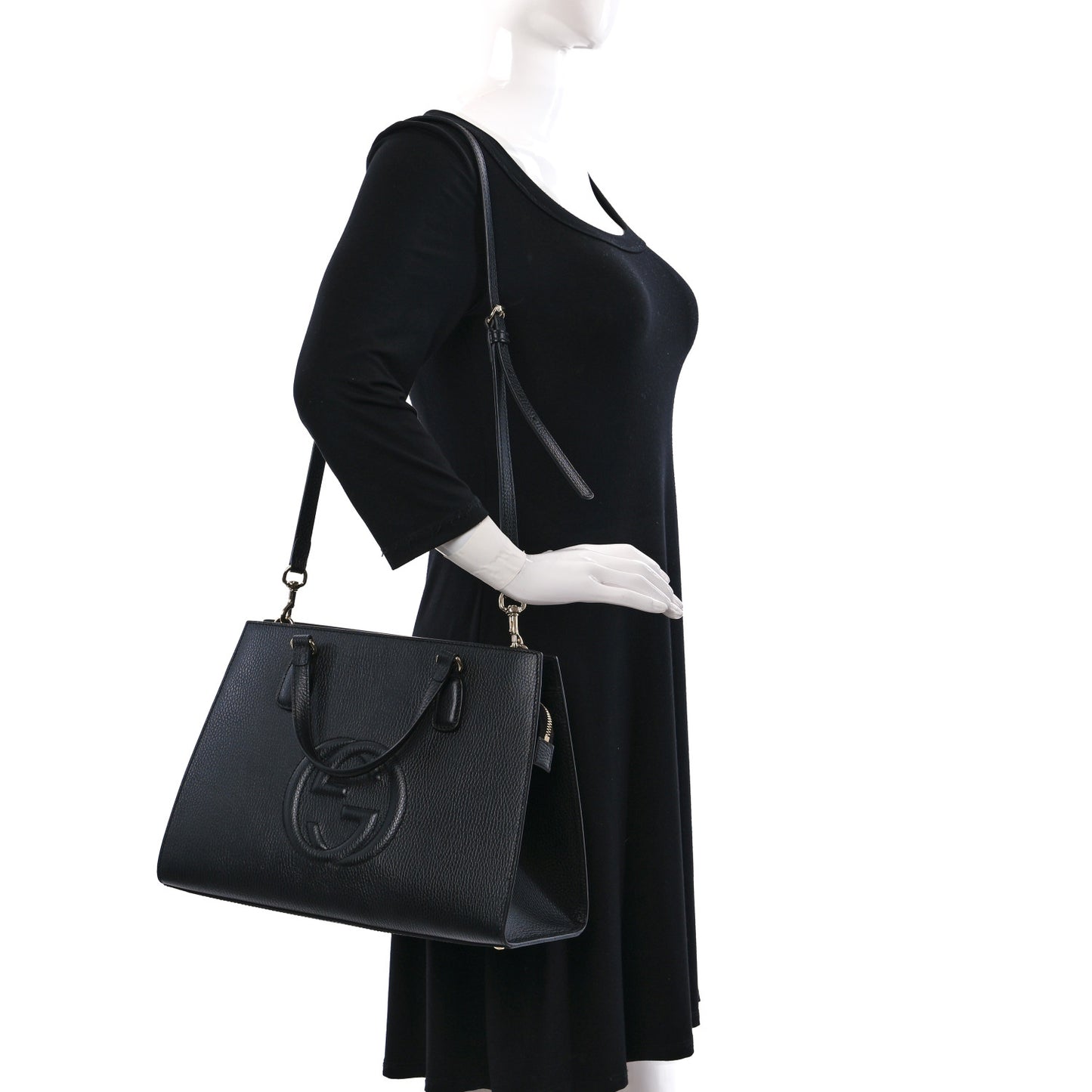 Dollar Calfskin Large Soho Top Handle Satchel Black