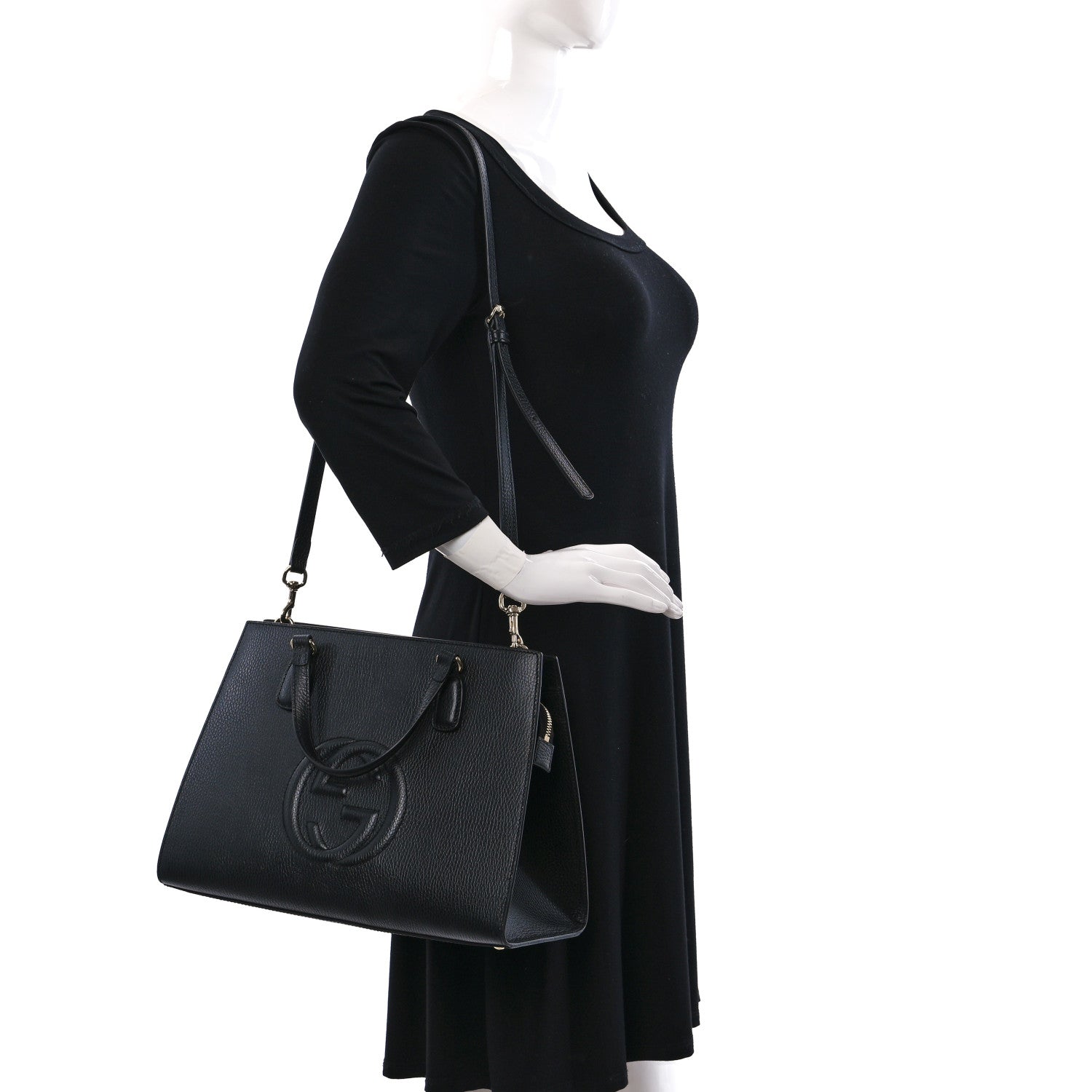 Gucci Dollar Calfskin Large Soho Top Handle Satchel Black 2 of 9