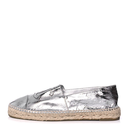 Chanel Laminated Goatskin CC Espadrilles 42 Silver 1 of 10