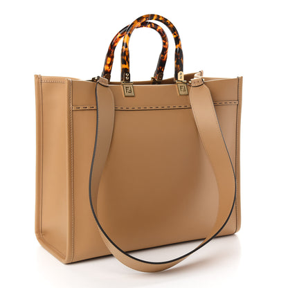 Fendi Vitello King Plexiglass Logo Embossed Medium Fendi Sunshine Shopper Tote Miele Scuro 3 of 8