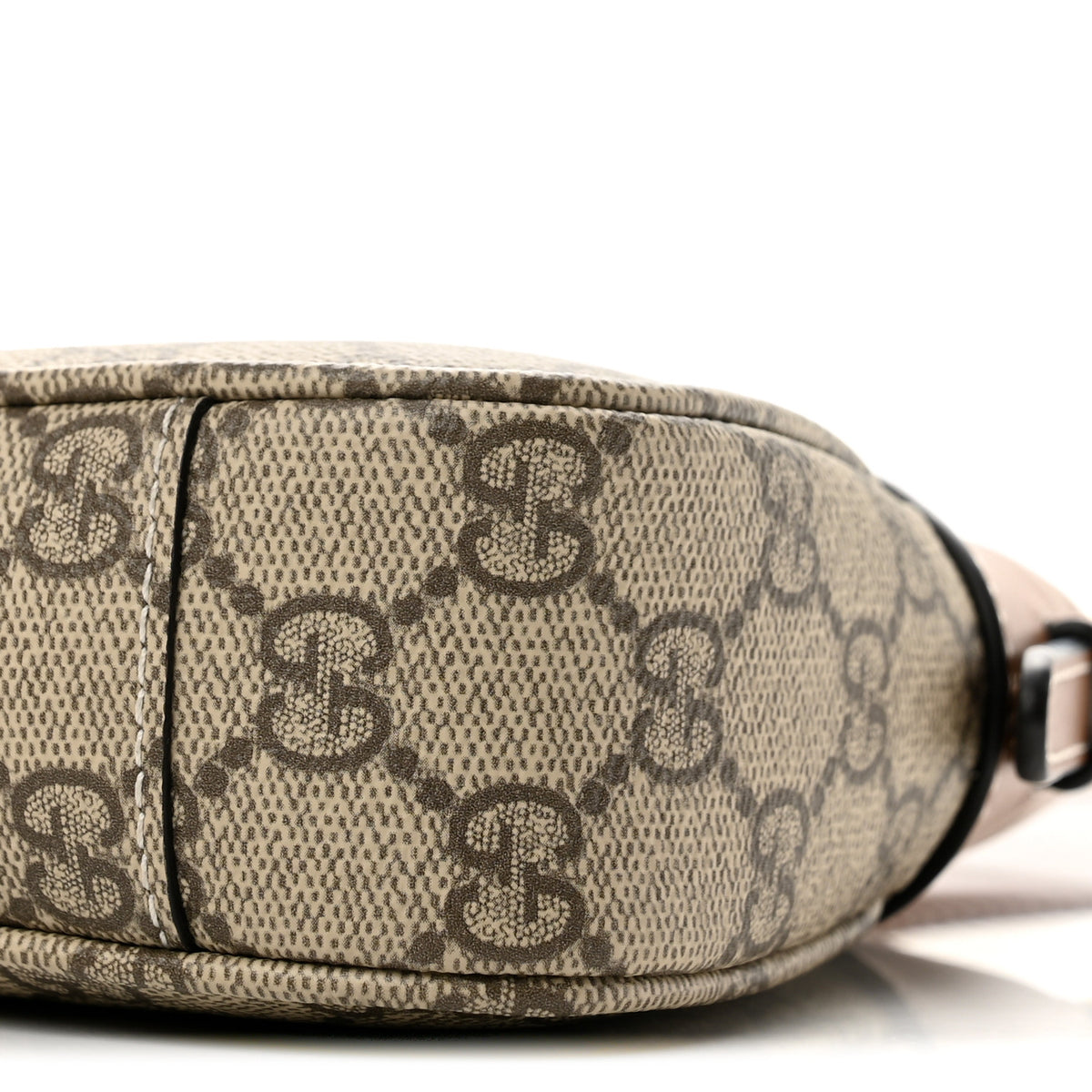 Gucci GG Supreme Monogram Textured Calfskin Small Emblem Shoulder Bag Beige Dark Brown 10 of 11