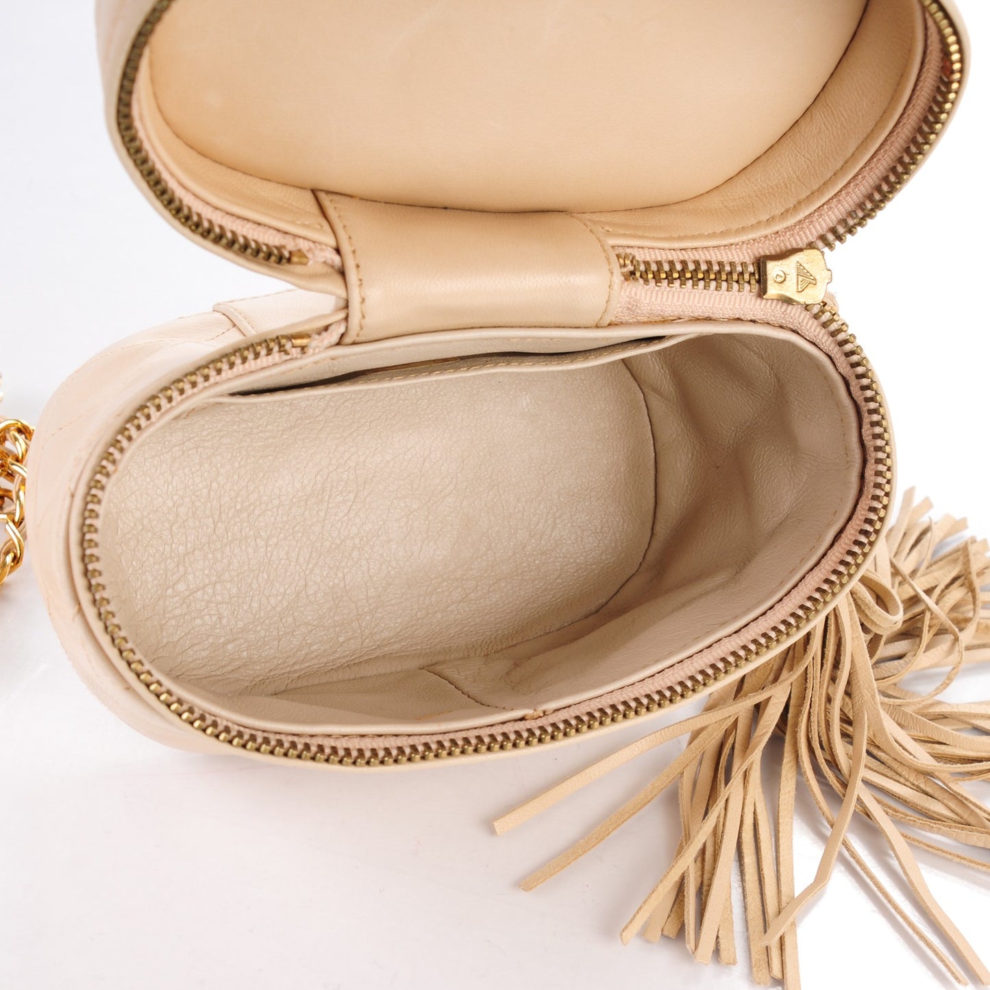 Lambskin CC Tassel Shoulder Bag Beige Clair