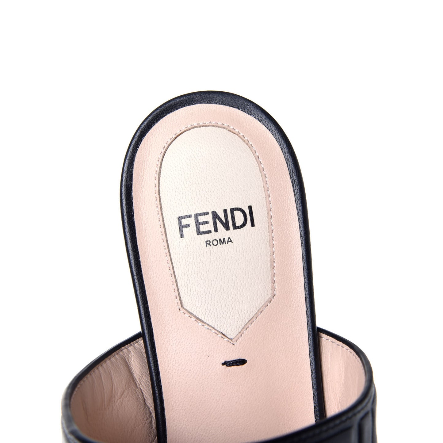 Nappa FF Embossed Flat Mules 36.5 Black