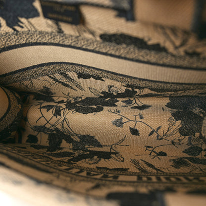 Christian Dior Canvas Embroidered Medium Fleurs Mystiques Book Tote Black Beige 5 of 11