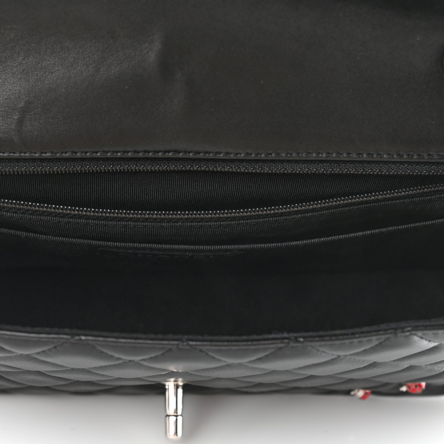 Lambskin Quilted Medium Ladybug Flap Black