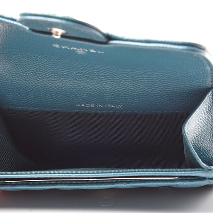 Chanel Caviar Quilted Flap Card Holder Dark Turquoise 5 of 10