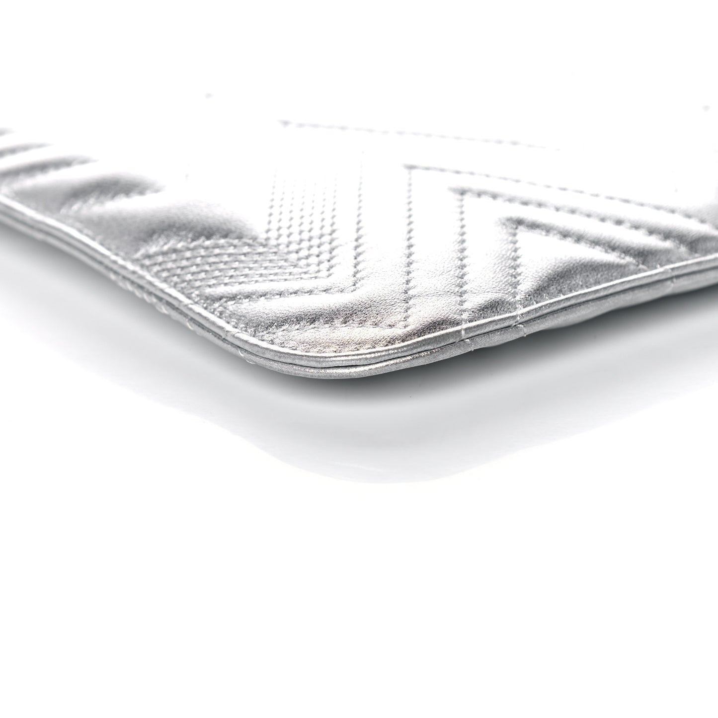 Metallic Lambskin Chevron Quilted Large Cosmetic Case