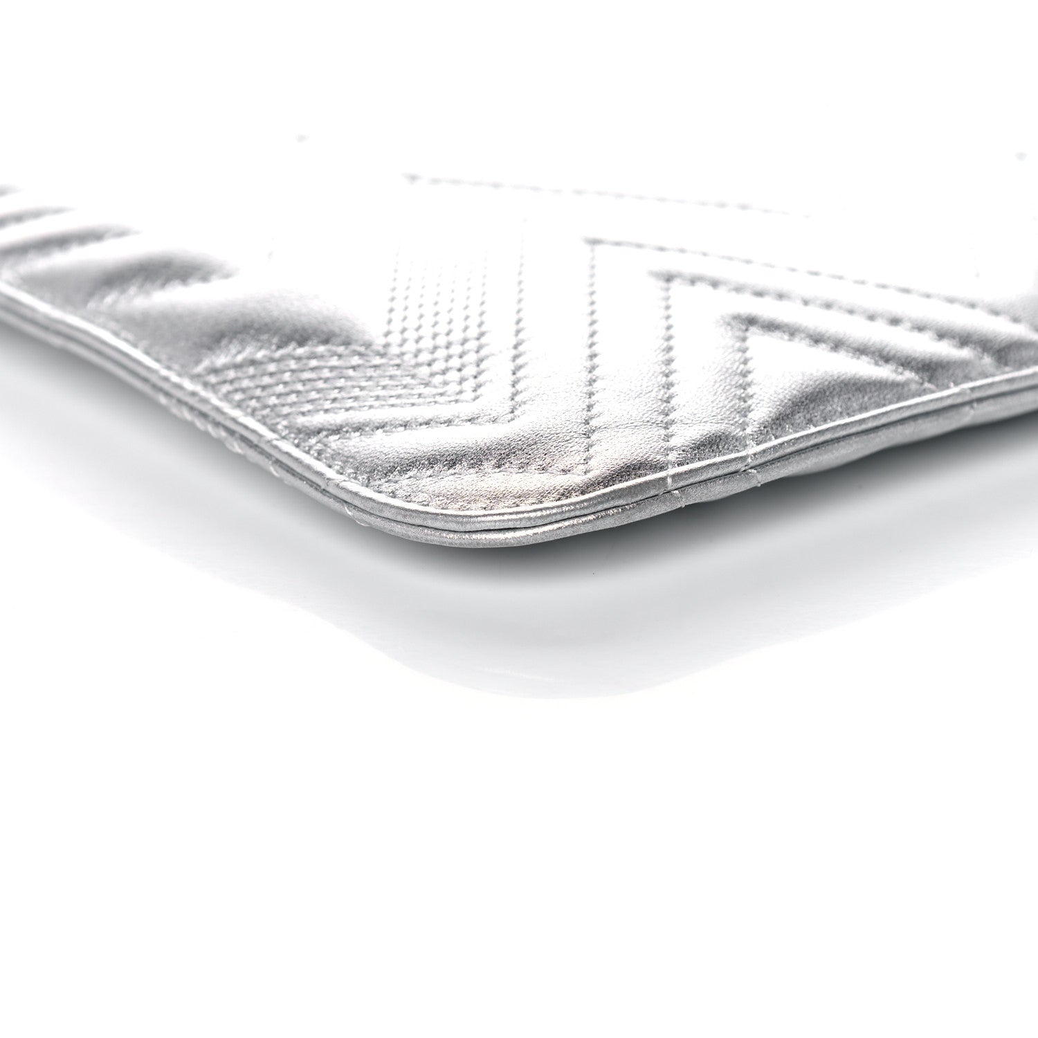 Chanel Metallic Lambskin Chevron Quilted Large Cosmetic Case 9 of 12