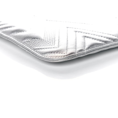 Chanel Metallic Lambskin Chevron Quilted Large Cosmetic Case 9 of 12