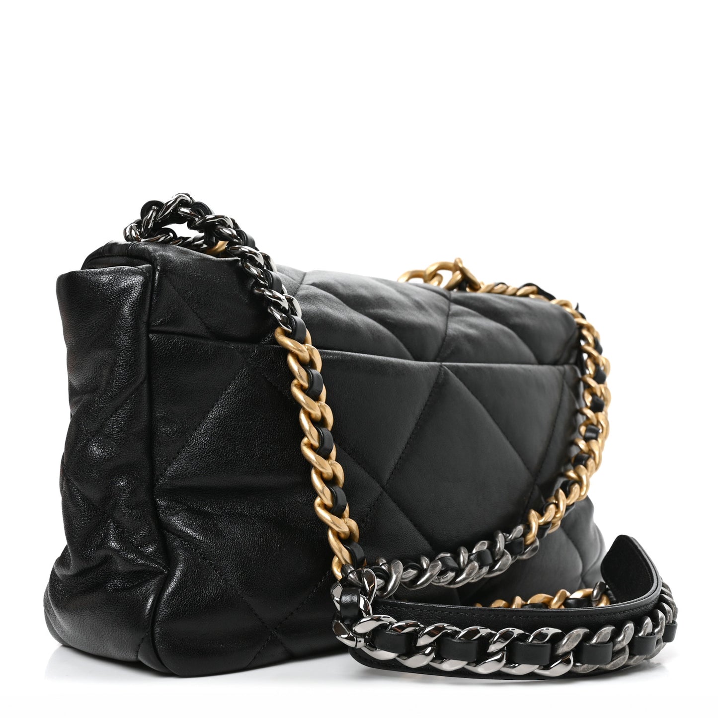 Lambskin Quilted Large Chanel 19 Flap Black