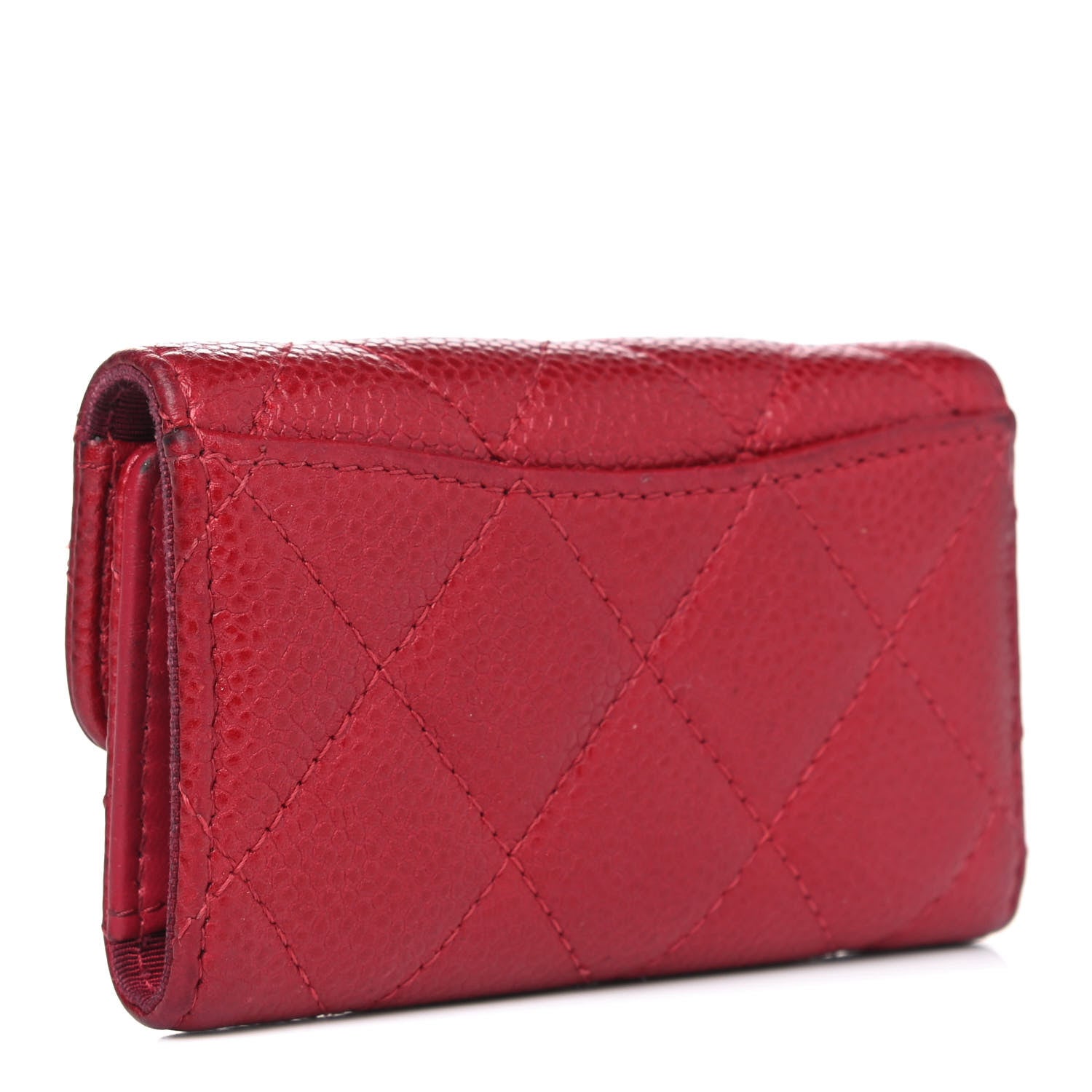 Chanel Metallic Caviar Quilted 6 Key Holder Dark Pink 2 of 13