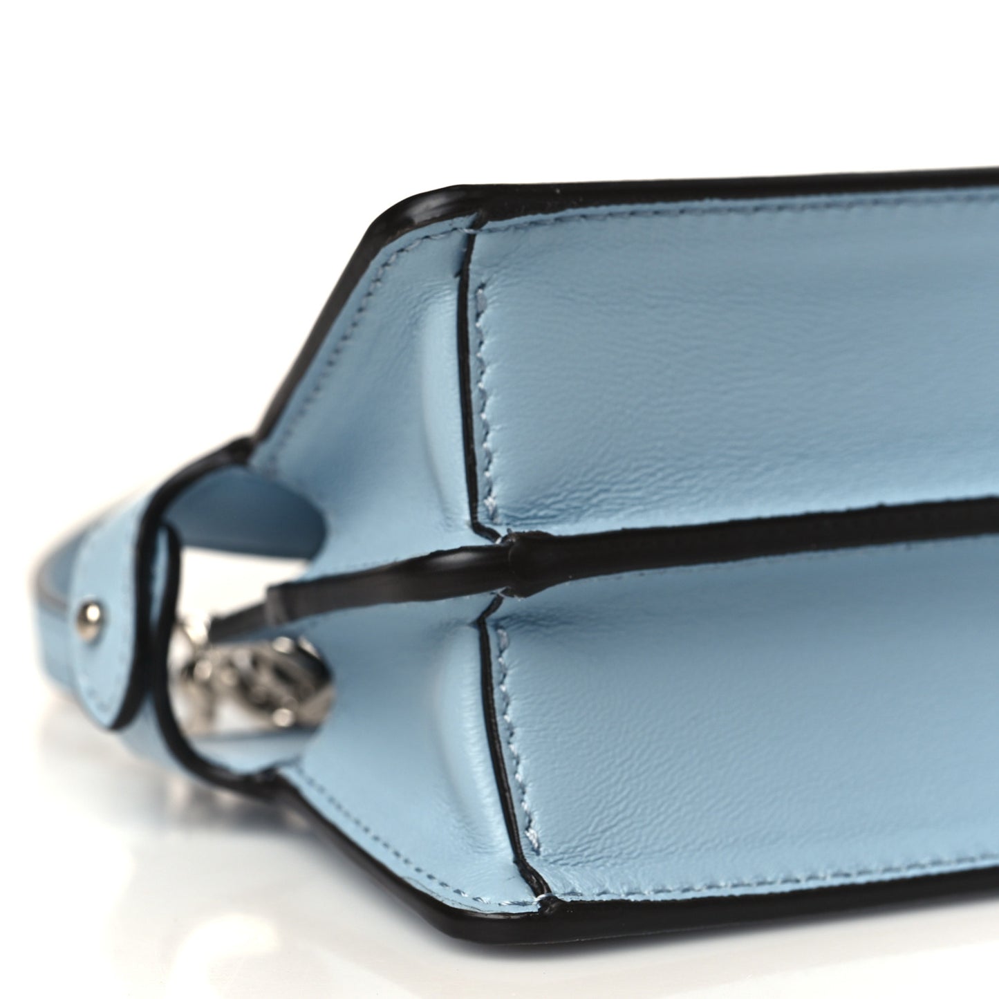 Shiny Nappa Nano Peekaboo Maxi Handle Satchel Azzurro Baby