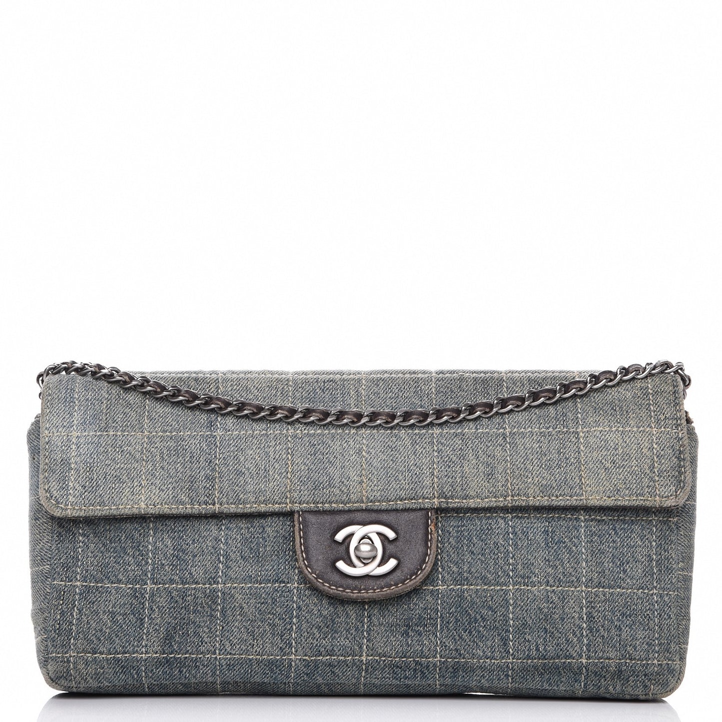 Denim Chocolate Bar Quilted East West Flap
