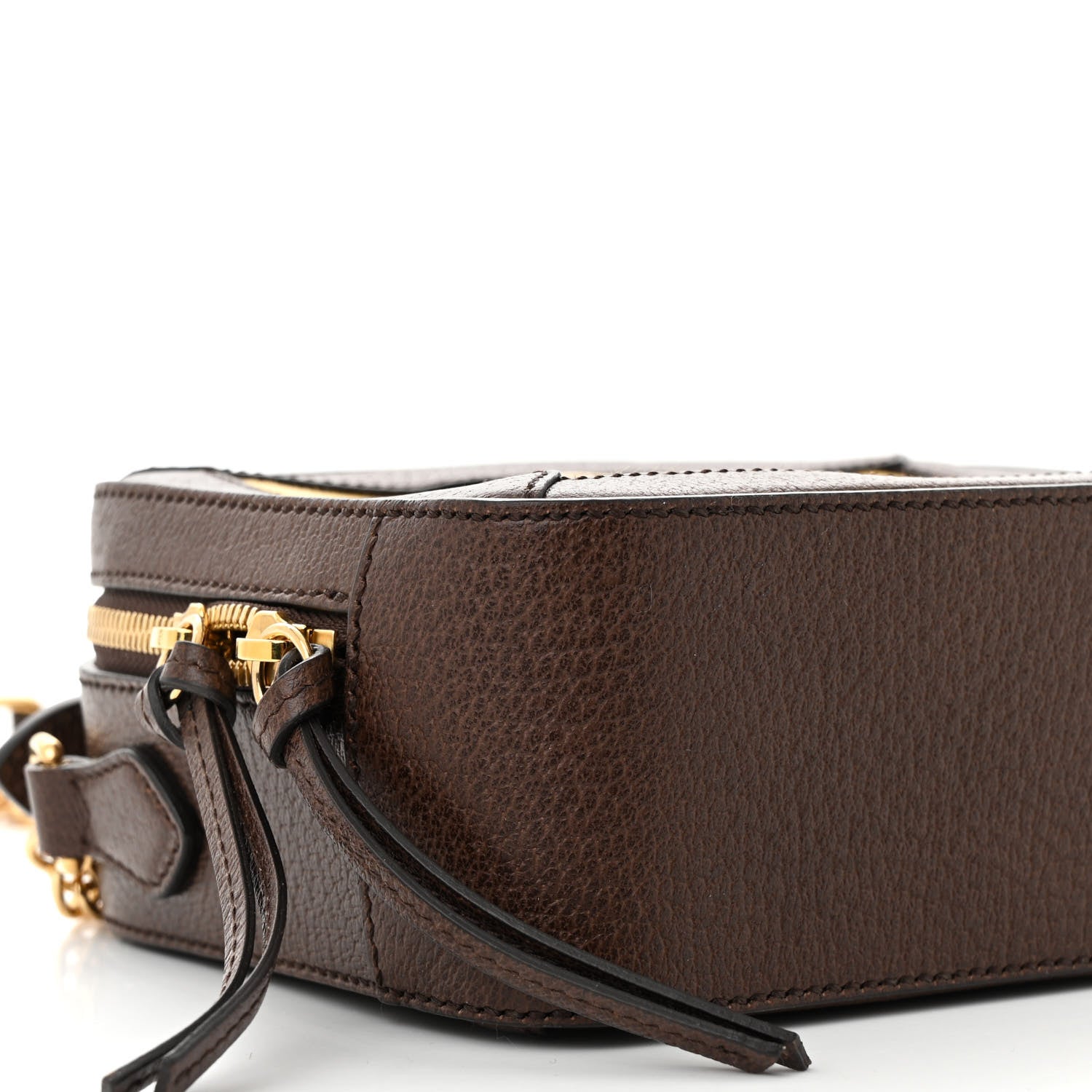 Gucci Canvas Textured Calfskin Web Mini Ophidia Top Handle Shoulder Bag Easy  Yellow Dark Brown 9 of 11