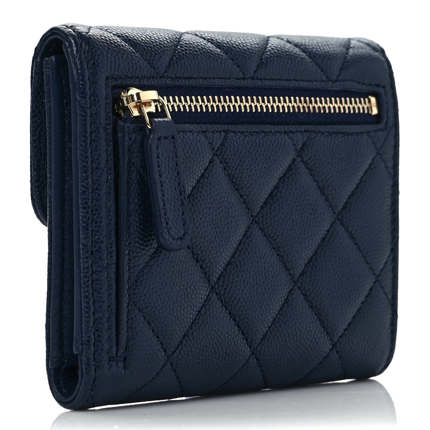 Chanel Caviar Quilted Compact Flap Wallet Navy 3 of 6