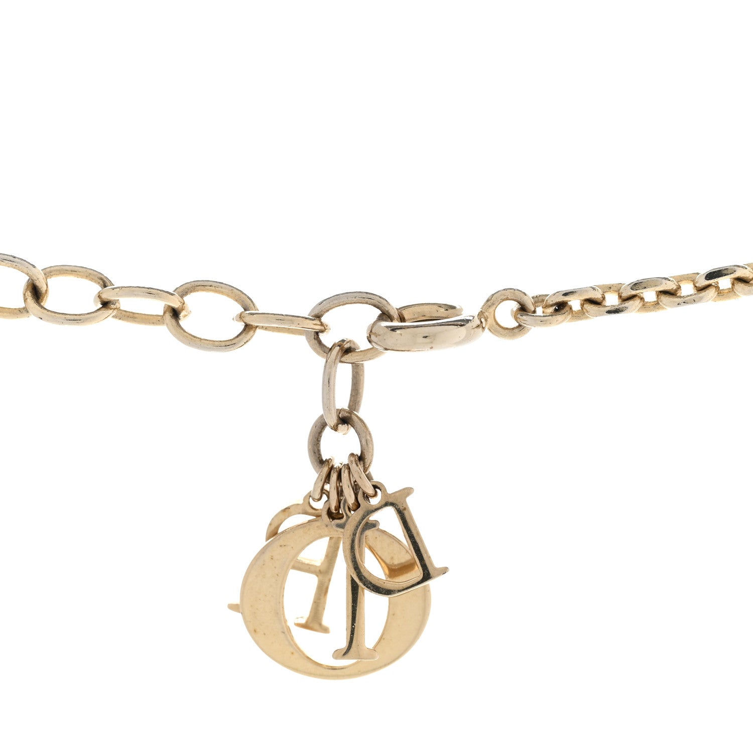 Christian Dior Metal Crystal Logo Heart Pendant Necklace Gold 5 of 6