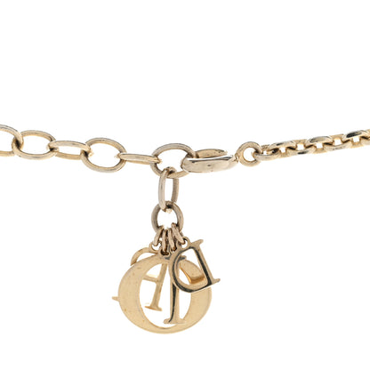 Christian Dior Metal Crystal Logo Heart Pendant Necklace Gold 5 of 6
