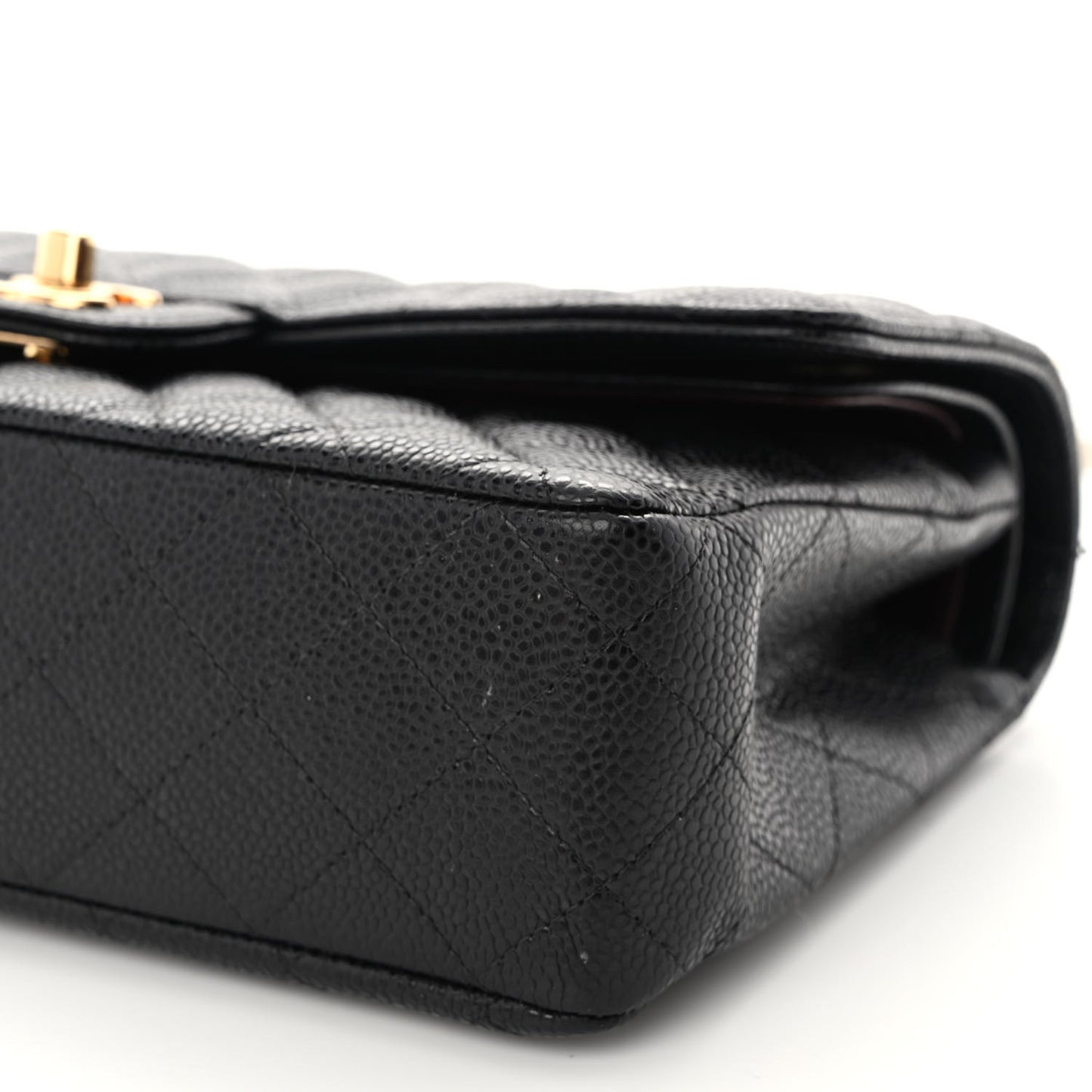 Caviar Quilted Medium Double Flap Black