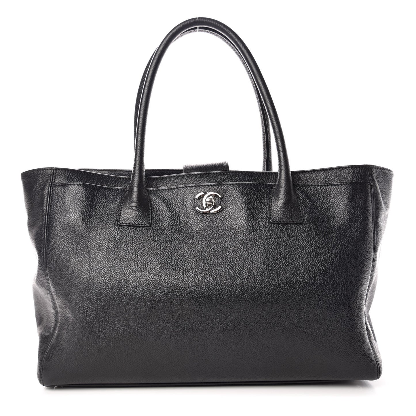 Calfskin Cerf Executive Shopper Tote Black