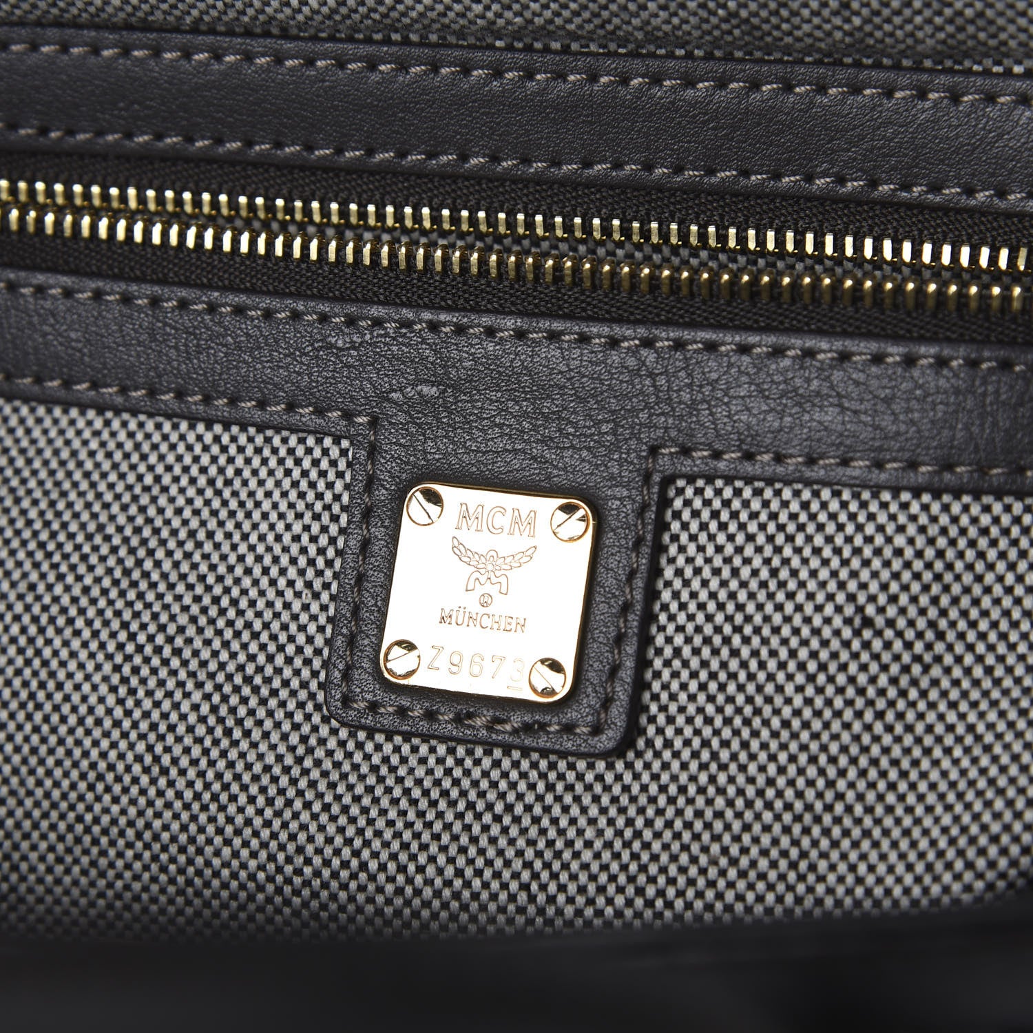 MCM Striped Visetos Satchel Phantom Grey 8 of 9