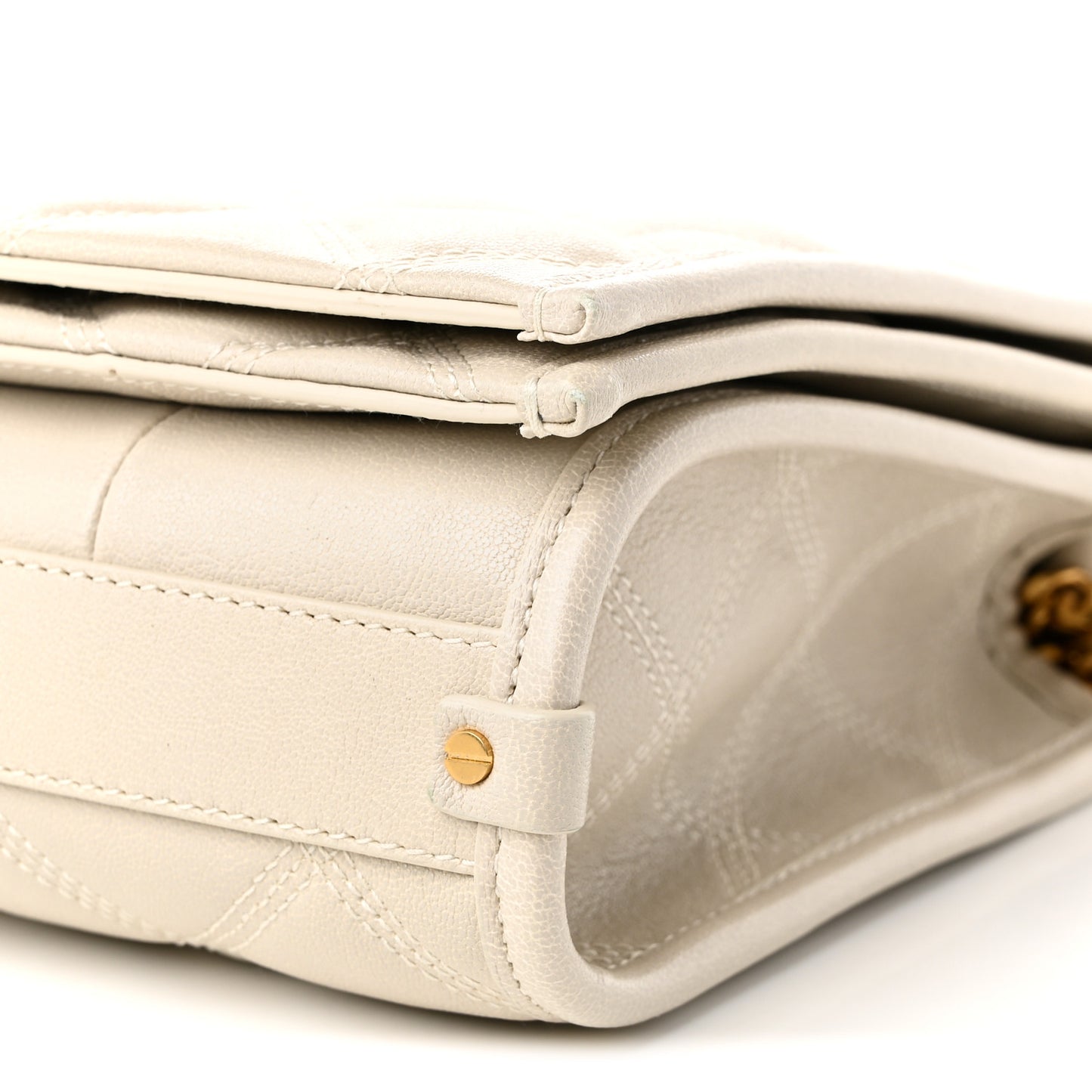 Lambskin Quilted Mini Becky Chain Bag Crema Soft