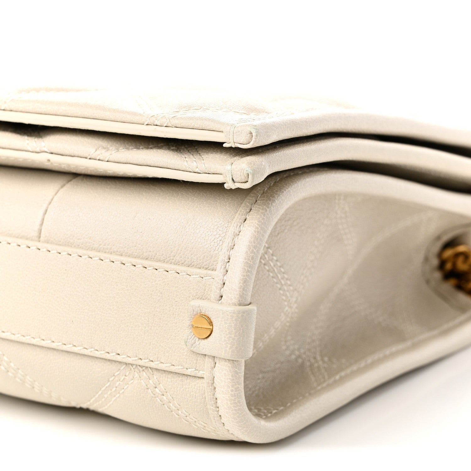 Saint Laurent Lambskin Quilted Mini Becky Chain Bag Crema Soft 10 of 11