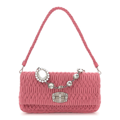 Miu Miu Nappa Matelasse Crystal Flap Clutch Pink Pomice 1 of 12