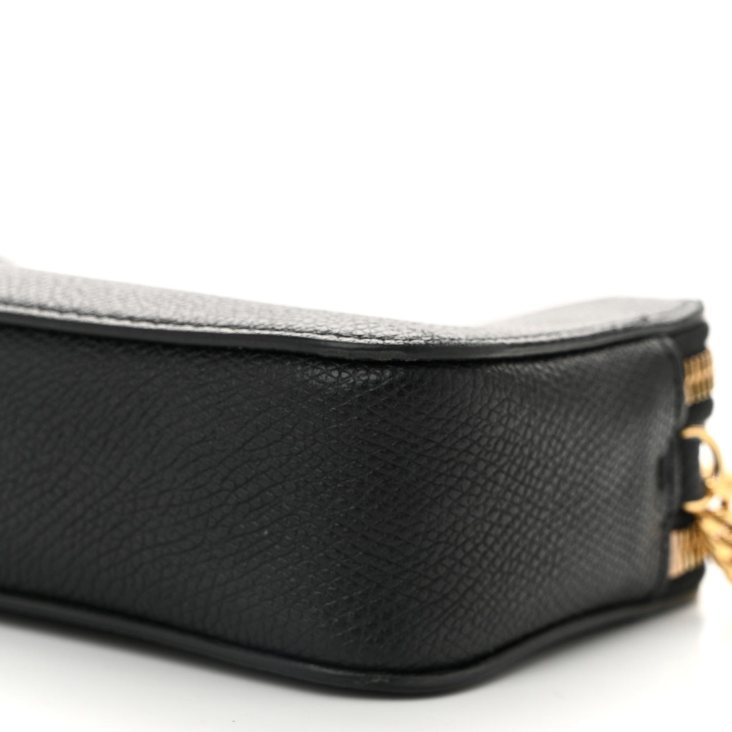 Grainy Calfskin VLogo Double Zip Camera Crossbody Bag Black