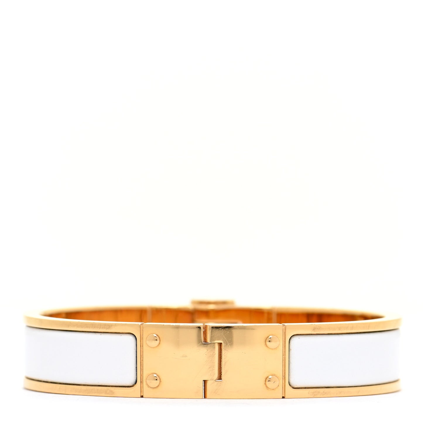 Enamel Charniere Uni Narrow Hinged Bracelet S White