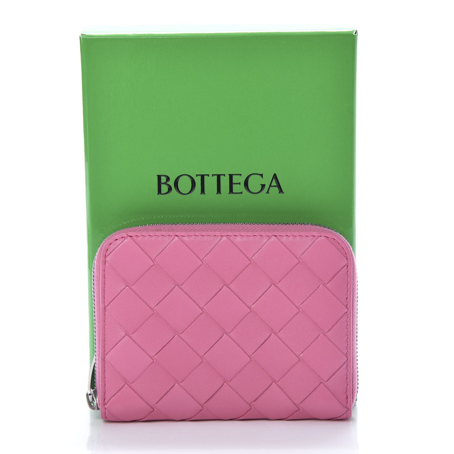 Nappa Intrecciato Zip Around Coin Purse Pink