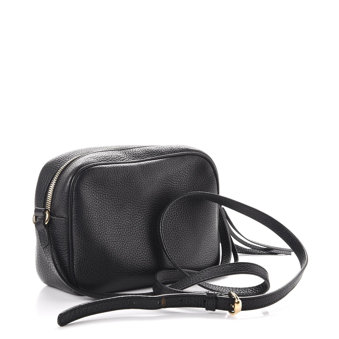 Pebbled Calfskin Small Soho Disco Bag Black