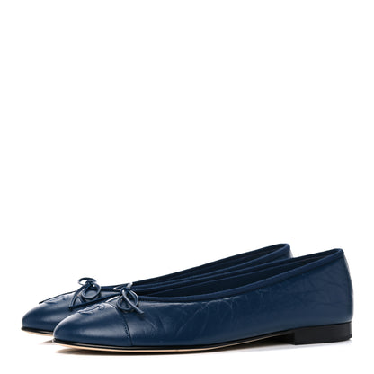 Chanel Lambskin CC Cap Toe Ballerina Flats 39 Navy Blue 3 of 10