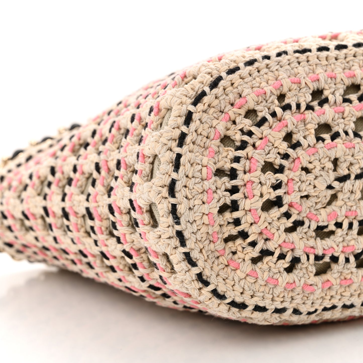 Cotton Crochet Le Panier Small Shopping Bag Beige Pink Black