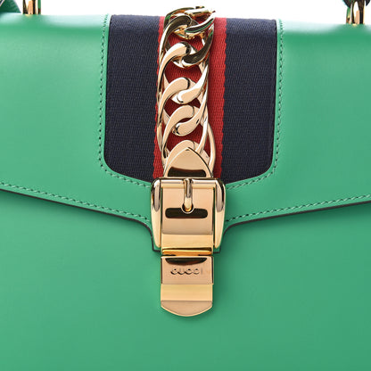 Gucci Vitello Fontanella Web Medium Sylvie Top Handle Bag Synthetic Green Garden 10 of 12